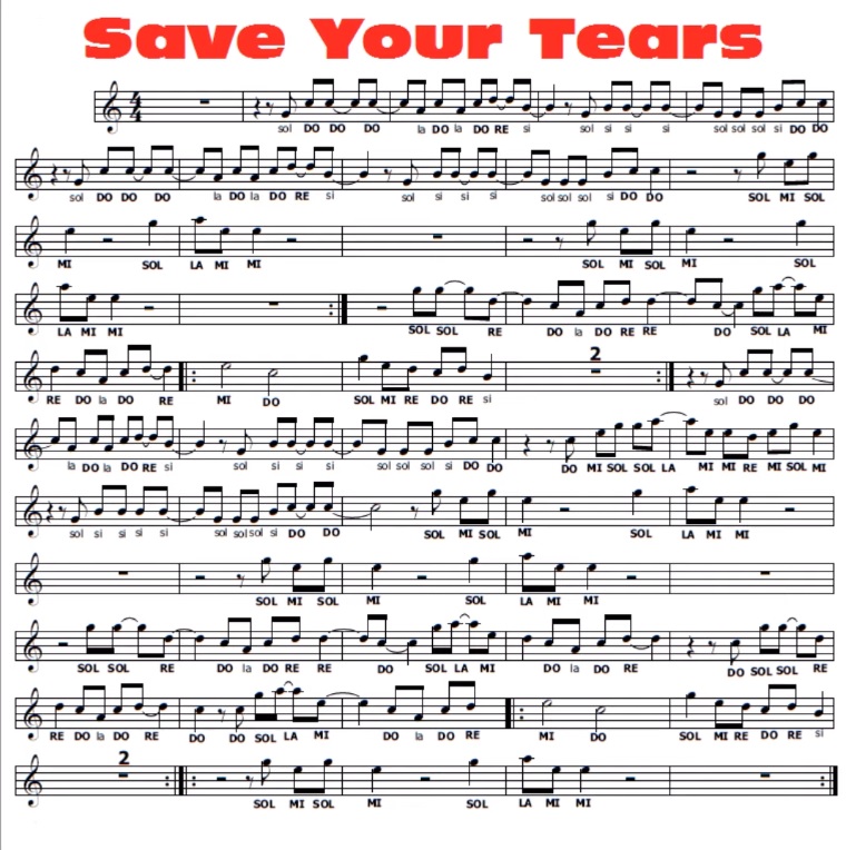 Partitura Save Your Tears